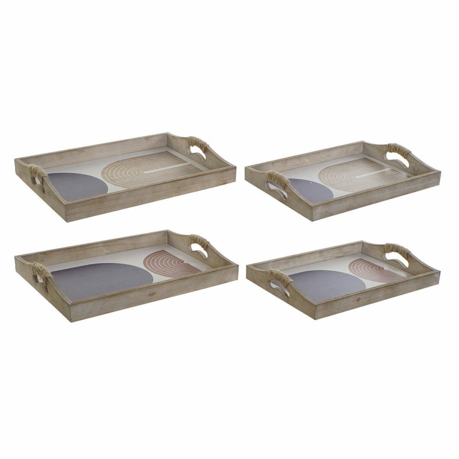 Bakke DKD Home Decor 40,6 x 30 x 6 cm Beige Bl Tr MDF (2 enheder) #1