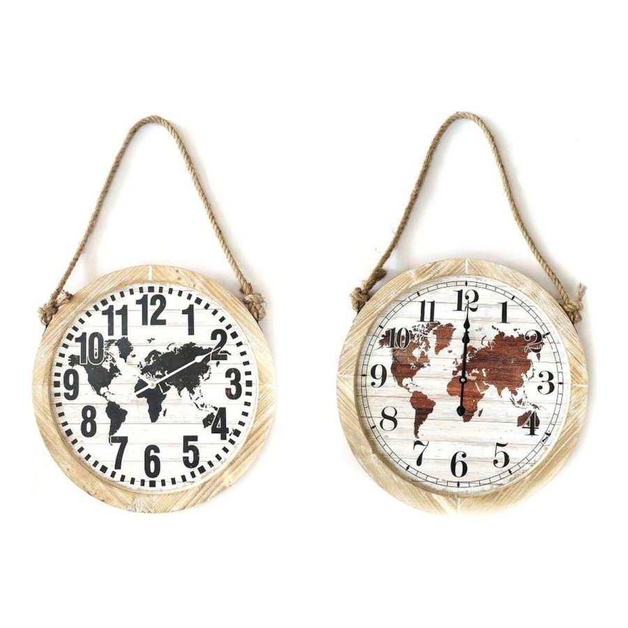Vgur DKD Home Decor Sort Brun Tov Tr MDF Verdenskort (2 pcs) (50 x 4 x 50 cm) #1
