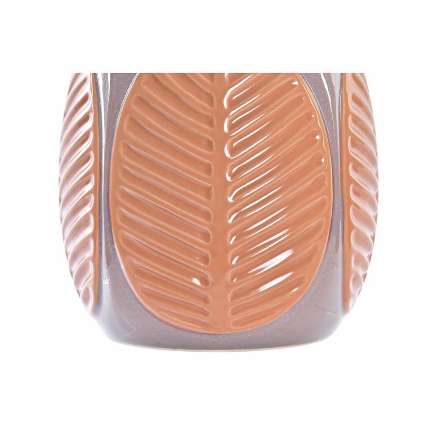 Vase DKD Home Decor Brun Pink Stentj Blad af en plante 17 x 17 x 26 cm (2 enheder) #3