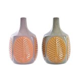 Vase DKD Home Decor Brun Pink Stentj Blad af en plante 17 x 17 x 26 cm (2 enheder) #1