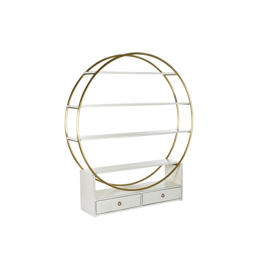 Hylder DKD Home Decor 160 x 35 x 180 cm Gylden Metal Hvid Poppel #1
