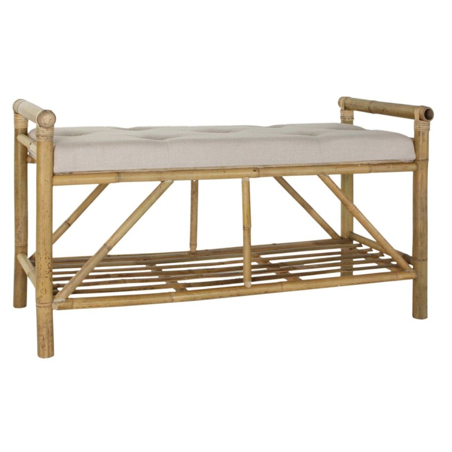 Stol DKD Home Decor Natur Beige Brun Bomuld Bambus (100 x 44 x 55 cm) #1