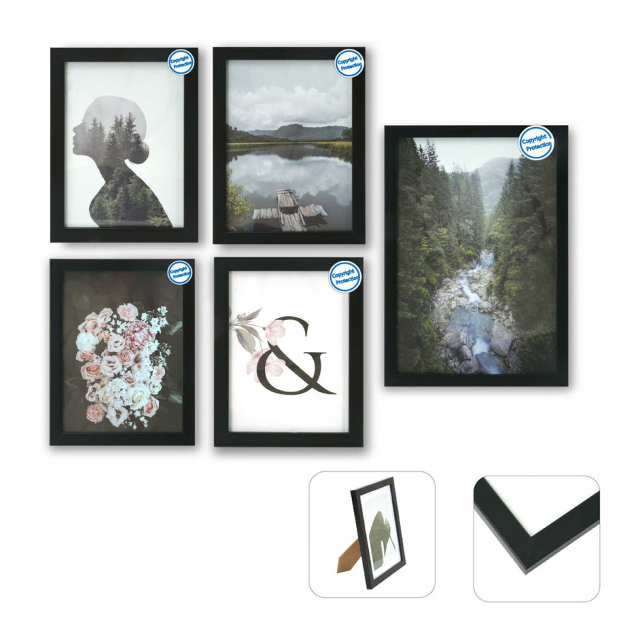 Fotoramme DKD Home Decor Flere 23 x 2 x 28 cm Sort Moderne Tr MDF #1