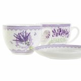 Kop og tallerken DKD Home Decor Hvid Grn Syren Porceln 220 ml (2 enheder) #4