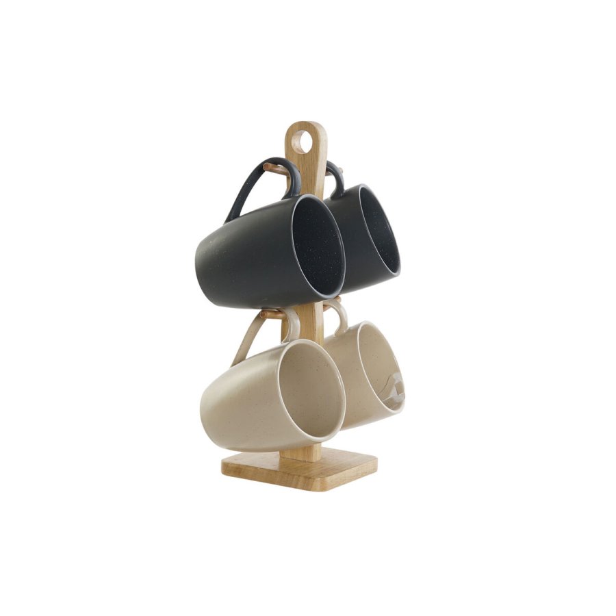 Set med kopper DKD Home Decor Beige Mrkegr Gummitr Stentj 300 ml 19 x 13 x 31 cm (4 Dele) #7