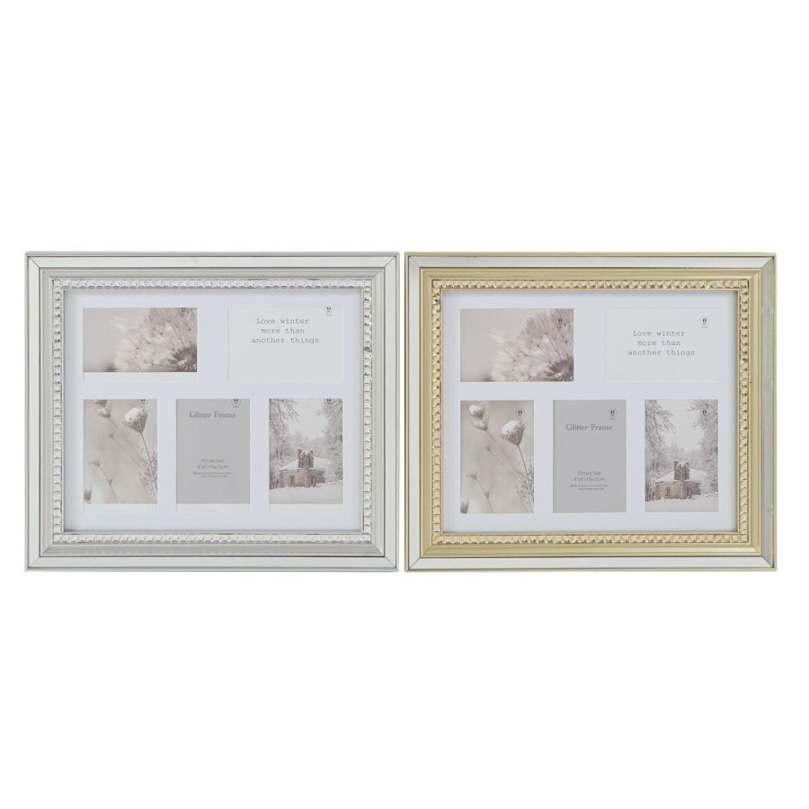 Fotoramme DKD Home Decor Luxury 46,5 x 2 x 40 cm Krystal Slvfarvet Gylden polystyren Traditionel (2 enheder) #1