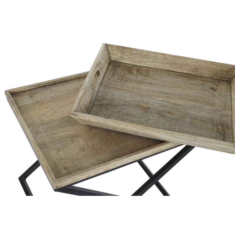 Sofabord DKD Home Decor Sort Natur Metal Mangotr 55 x 45 x 53 cm #2