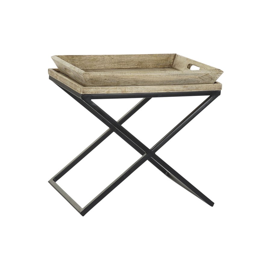 Sofabord DKD Home Decor Sort Natur Metal Mangotr 55 x 45 x 53 cm #1