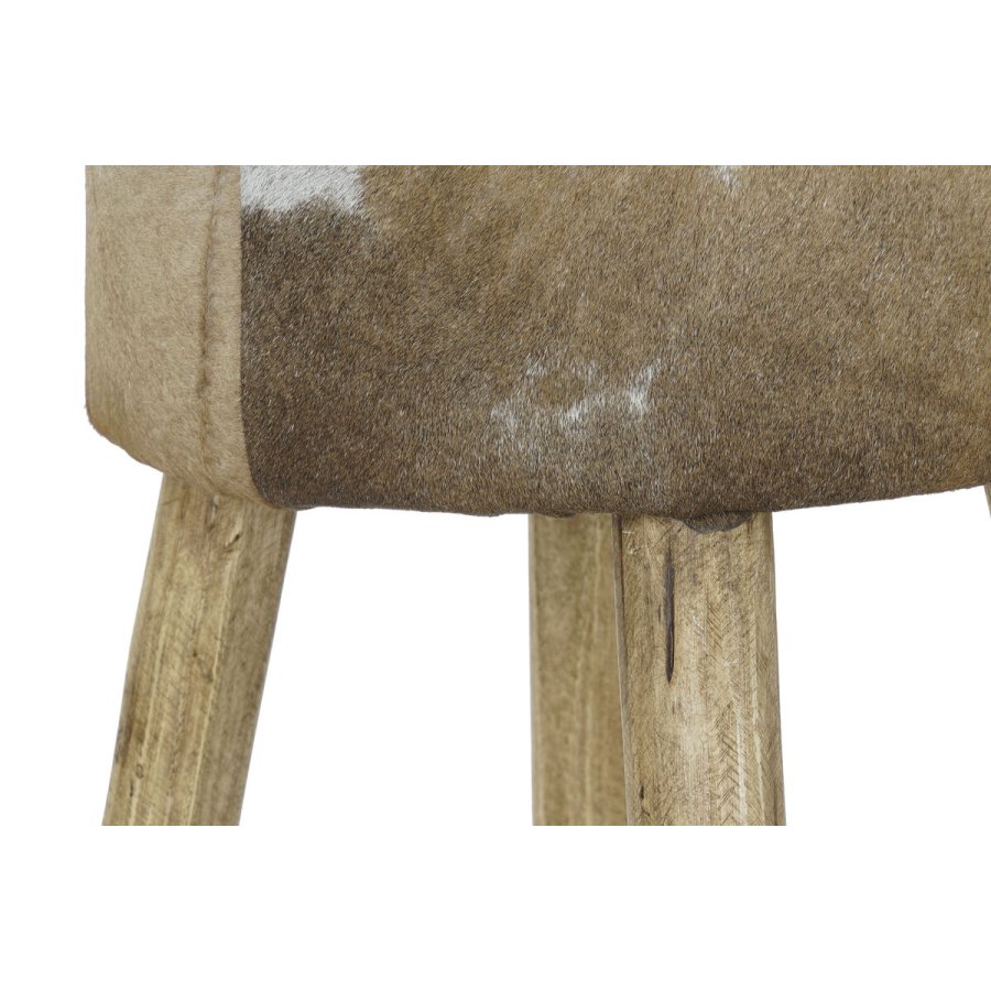 Taburet DKD Home Decor Hvid Brun Natur Lder Tr 42 x 42 x 77 cm #9