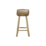 Taburet DKD Home Decor Hvid Brun Natur Lder Tr 42 x 42 x 77 cm #13