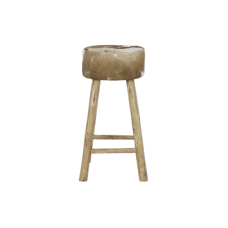 Taburet DKD Home Decor Hvid Brun Natur Lder Tr 42 x 42 x 77 cm #13