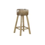 Taburet DKD Home Decor Hvid Brun Natur Lder Tr 42 x 42 x 77 cm #1