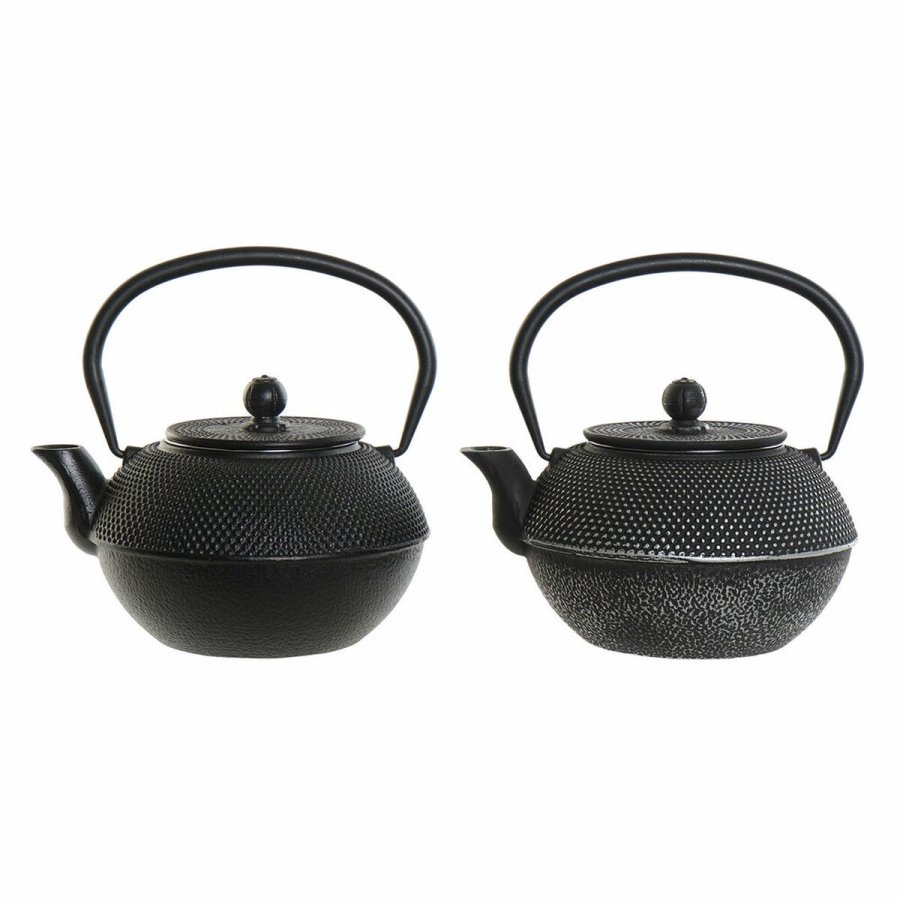 Tekande DKD Home Decor Sort Slv Jern (18.5 x 16 x 17 cm) (2 pcs) (1200 ml) #1