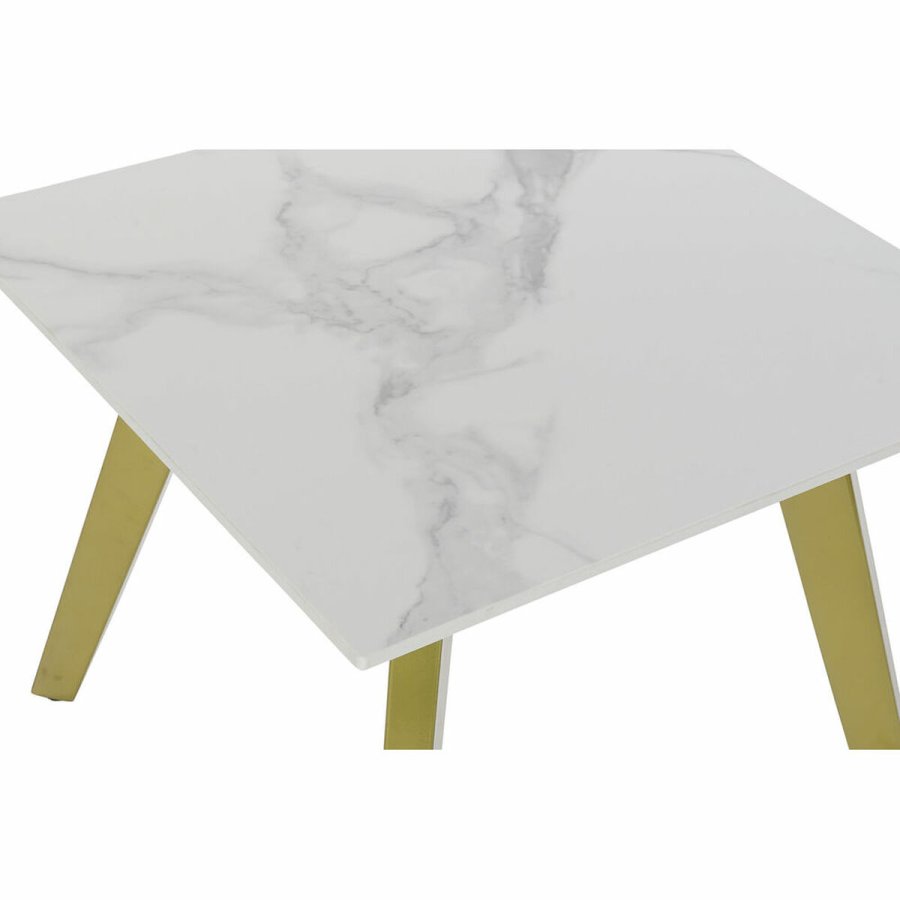 Lille serveringsbord DKD Home Decor Hvid Gylden 60 x 60 x 48 cm #2