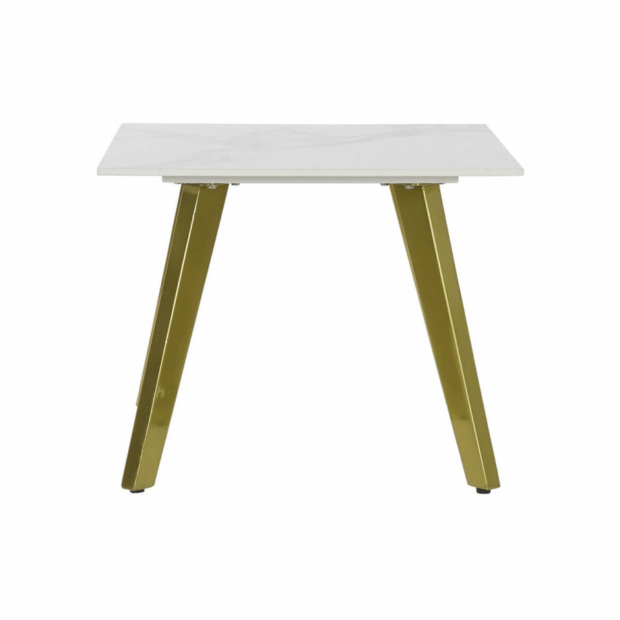 Lille serveringsbord DKD Home Decor Hvid Gylden 60 x 60 x 48 cm #5