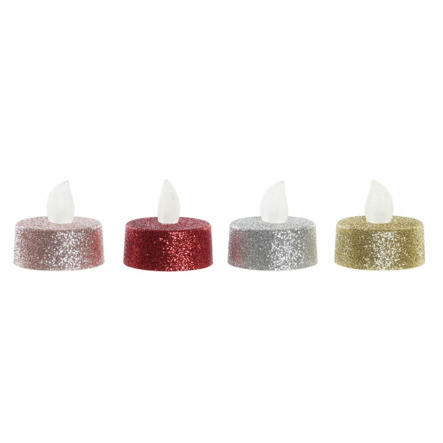Stearinlys DKD Home Decor LED Lys Jul (4 x 4 x 5 cm) (4 enheder) #1