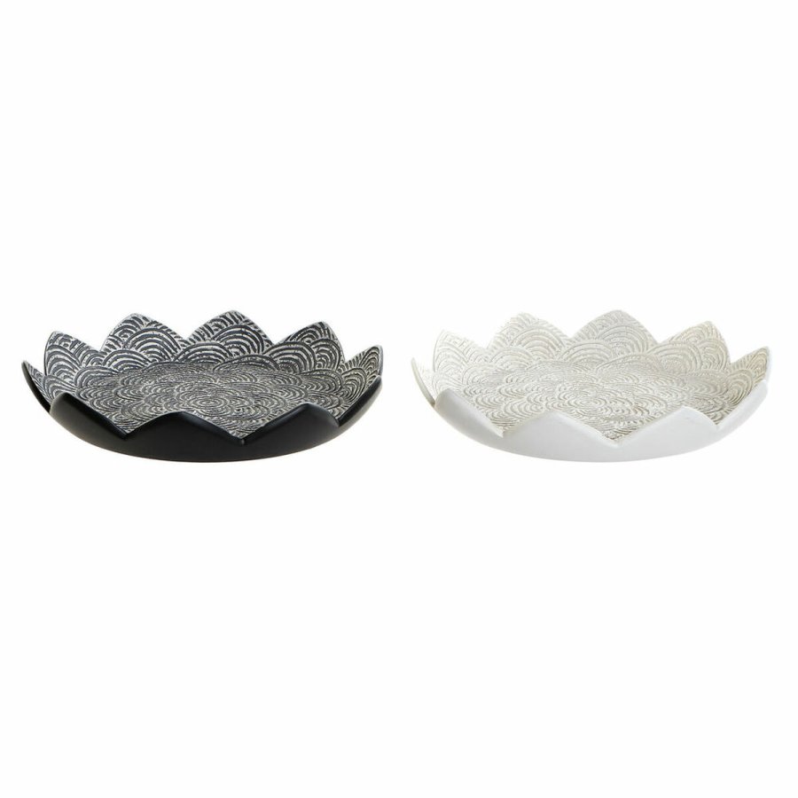 Borddekoration DKD Home Decor Hvid Sort Beige Gr Harpiks 39 x 39 x 7 cm (2 enheder) #1