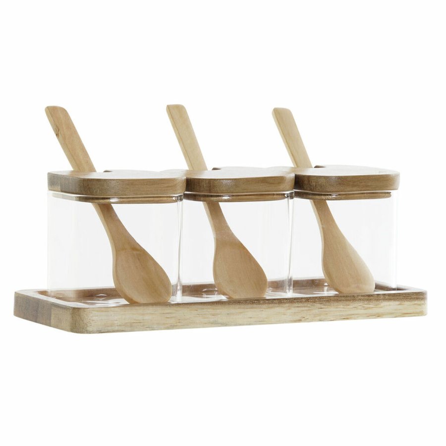 St med 3 Dser DKD Home Decor Multifarvet Gennemsigtig Natur 150 ml 20,5 x 8 x 1,5 cm #1