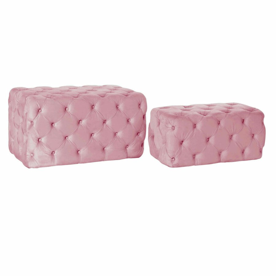 Stol DKD Home Decor   Pink Polyester Fljl Tr MDF (88 x 53 x 47,76 cm) #1
