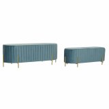 Stol DKD Home Decor   Bl Gylden Metal Polyester Fljl (123 x 50 x 45 cm) #1