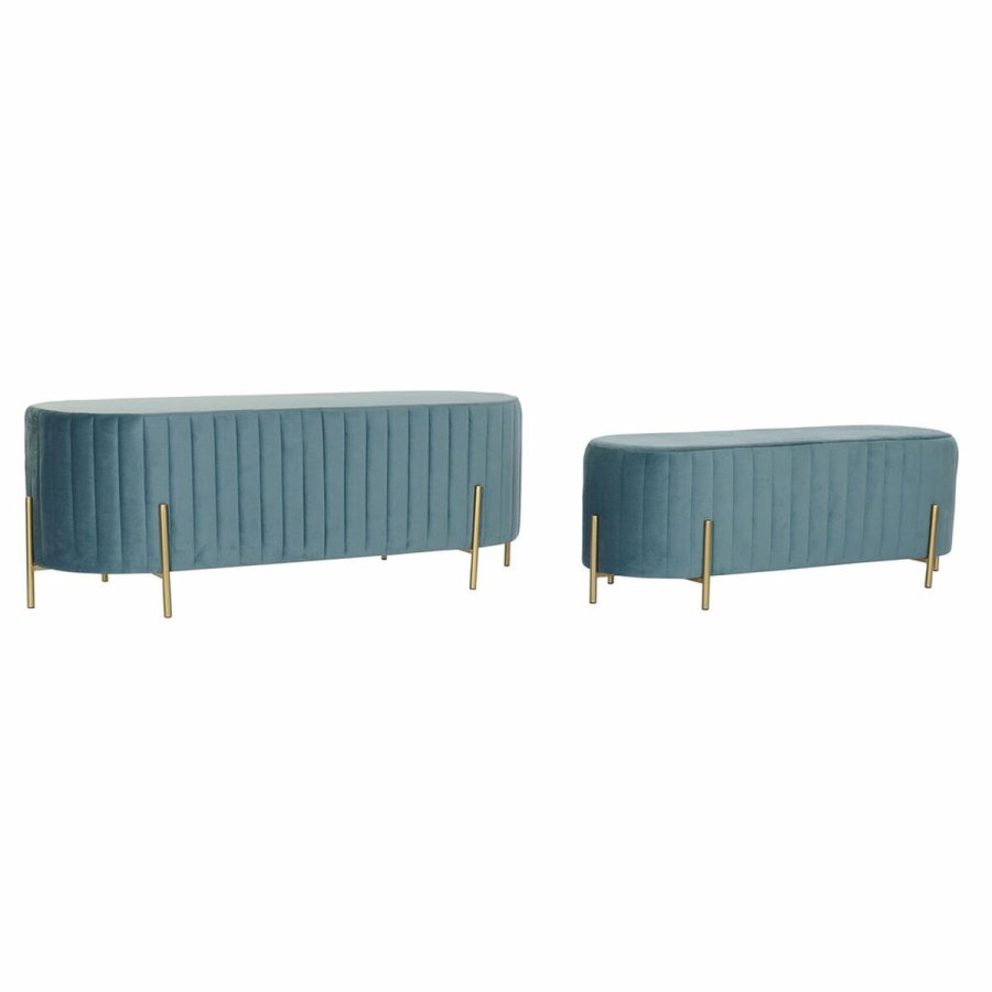 Stol DKD Home Decor   Bl Gylden Metal Polyester Fljl (123 x 50 x 45 cm) #1