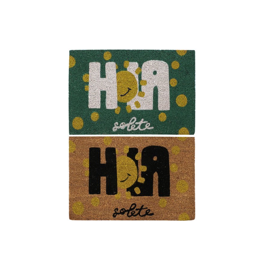 Drmtte DKD Home Decor Sort Brun Gummi Hvid Grn 2 enheder Kokosnd Fiber (60 x 40 x 1,5 cm) #1
