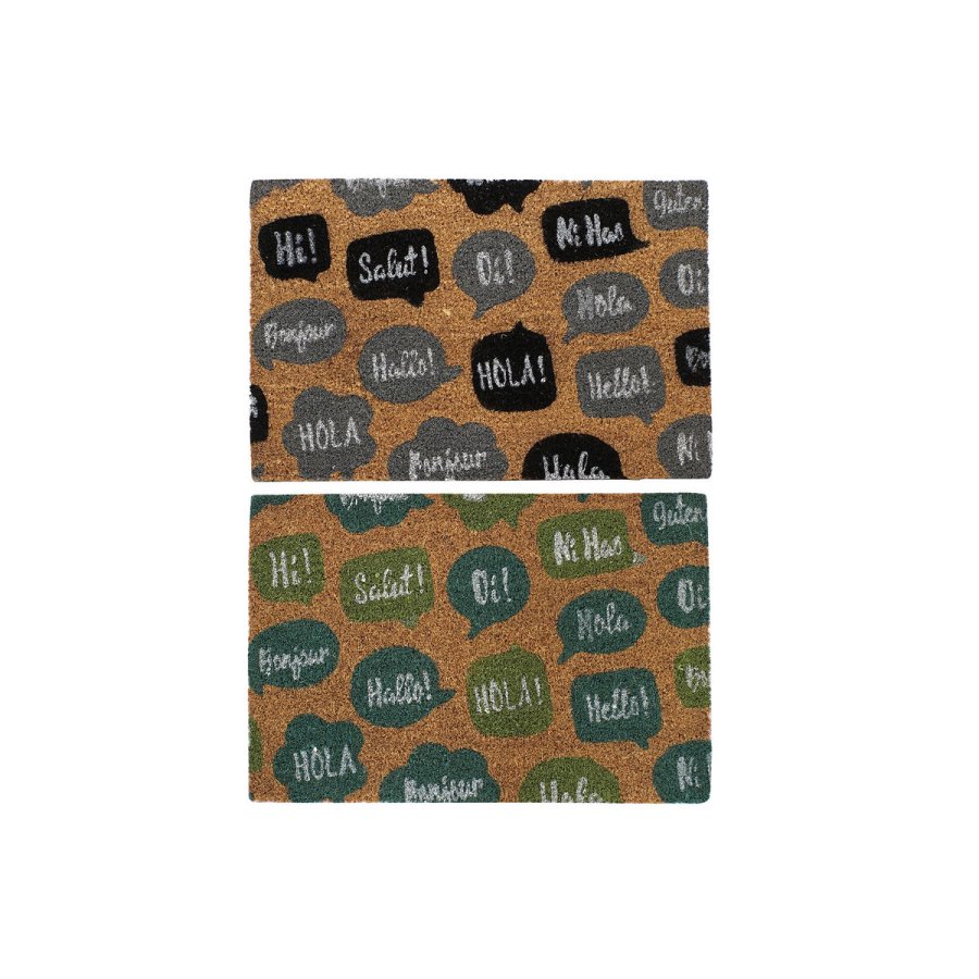 Drmtte DKD Home Decor Sort Gr Brun Gummi Mint 2 enheder Kokosnd Fiber (60 x 40 x 1,5 cm) #1