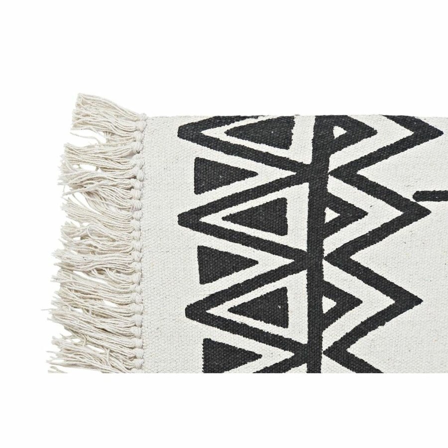 Tppe DKD Home Decor 160 x 250 x 0,7 cm Sort Polyester Bomuld Hvid Ikat Boho #13