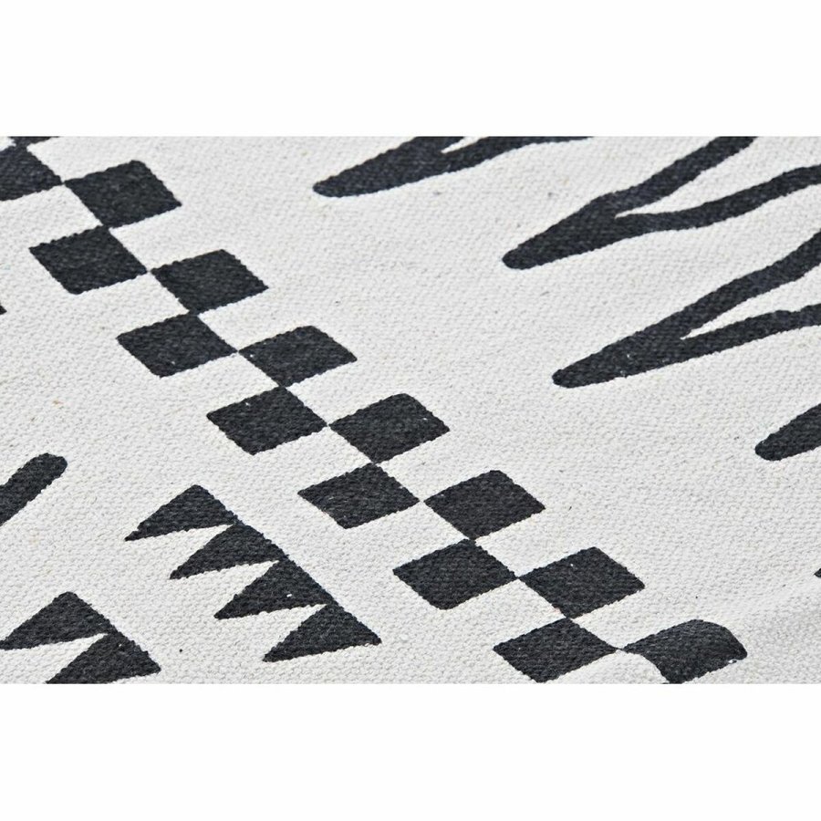 Tppe DKD Home Decor 160 x 250 x 0,7 cm Sort Polyester Bomuld Hvid Ikat Boho #9