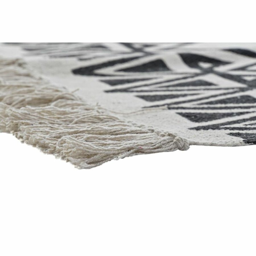 Tppe DKD Home Decor 160 x 250 x 0,7 cm Sort Polyester Bomuld Hvid Ikat Boho #5