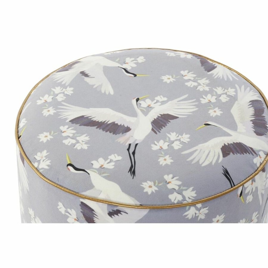 Fodsttte DKD Home Decor Bl Hvid Grn Tr Fljl Fugl Orientalsk 35 x 35 x 35 cm (2 enheder) #3
