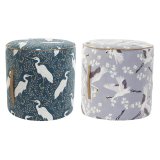 Fodsttte DKD Home Decor Bl Hvid Grn Tr Fljl Fugl Orientalsk 35 x 35 x 35 cm (2 enheder) #1