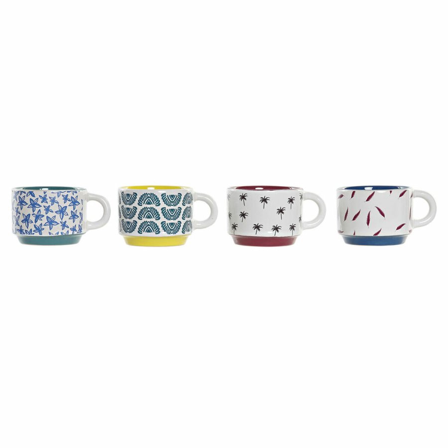 Dele kaffekopst DKD Home Decor Gul Bl Multifarvet Turkisbl Rdbrun Metal Stentj 150 ml #1