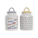 Blik DKD Home Decor Hvid Multifarvet Stentj Middelhavet (2 enheder) #1