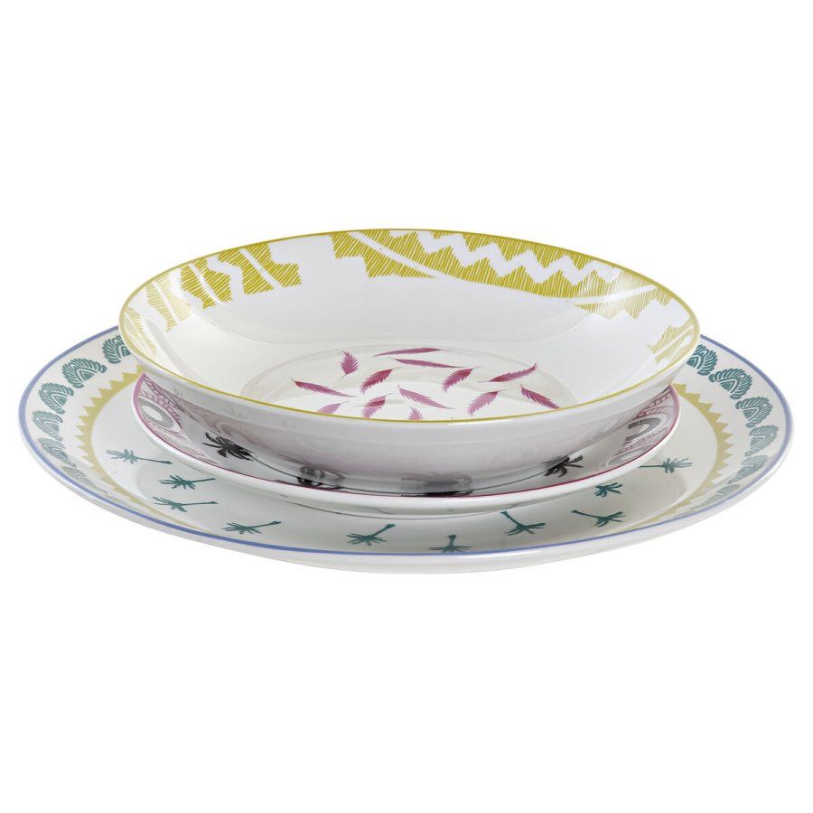 Madlavningsst DKD Home Decor Bl Multifarvet Turkisbl Porceln Kolonistil Afrikansk mand 27 x 27 x 2,5 cm 18 Dele (18 pcs) #4