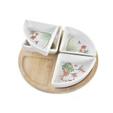 St til appetizere DKD Home Decor Hvid Multifarvet Natur Bambus Stentj Tropisk 21,5 x 21,5 x 1 cm (5 pcs) #4
