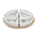 St til appetizere DKD Home Decor Hvid Multifarvet Natur Bambus Stentj Tropisk 21,5 x 21,5 x 1 cm (5 pcs) #1