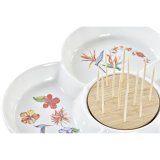 Snack bakke DKD Home Decor Multifarvet Natur Bambus Stentj Tropisk 22 x 22 x 7 cm #4