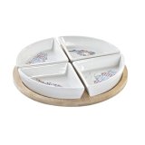 St til appetizere DKD Home Decor Bl Natur Bambus Stentj Middelhavet 21,5 x 21,5 x 1 cm (5 pcs) #1