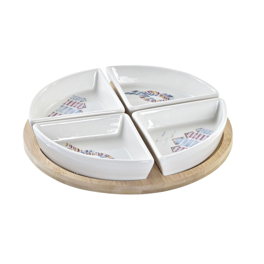 St til appetizere DKD Home Decor Bl Natur Bambus Stentj Middelhavet 21,5 x 21,5 x 1 cm (5 pcs) #1
