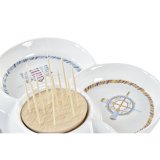 Snack bakke DKD Home Decor Bl Natur Bambus Stentj Middelhavet 25 x 25 x 10 cm #4