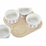 St til appetizere DKD Home Decor Bl Natur Bambus Stentj Middelhavet 19,7 x 19,7 x 1 cm (5 pcs) #7