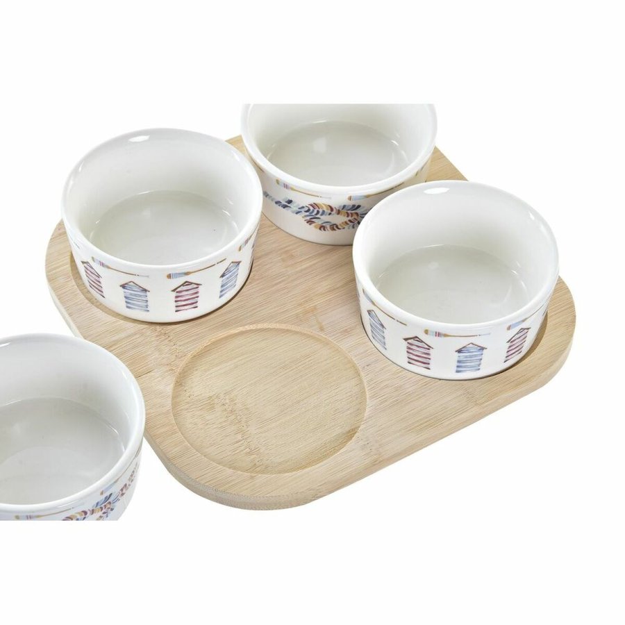 St til appetizere DKD Home Decor Bl Natur Bambus Stentj Middelhavet 19,7 x 19,7 x 1 cm (5 pcs) #7