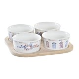 St til appetizere DKD Home Decor Bl Natur Bambus Stentj Middelhavet 19,7 x 19,7 x 1 cm (5 pcs) #1