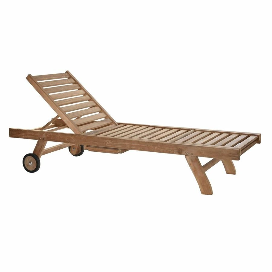 Lealnik DKD Home Decor Brun Med hjul Teak (200 x 65 x 36 cm) #1