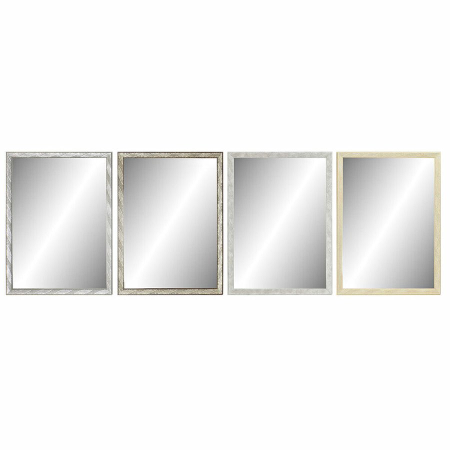Vgspejl DKD Home Decor Brun Gr Natur Mrkegr Tropisk Blad af en plante 56 x 2 x 76 cm (4 enheder) #1