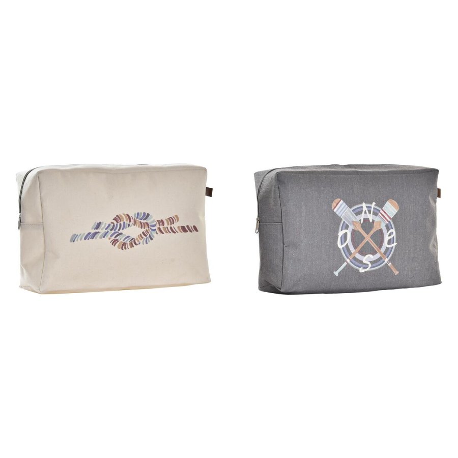 Toilettaske DKD Home Decor Gr Hvid Marine (30 x 10 x 20 cm) (2 enheder) #1