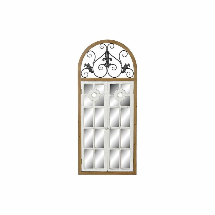 Vgspejl DKD Home Decor Hvid Natur Mrkegr Alpino Vindue 60 x 5 x 138 cm #13