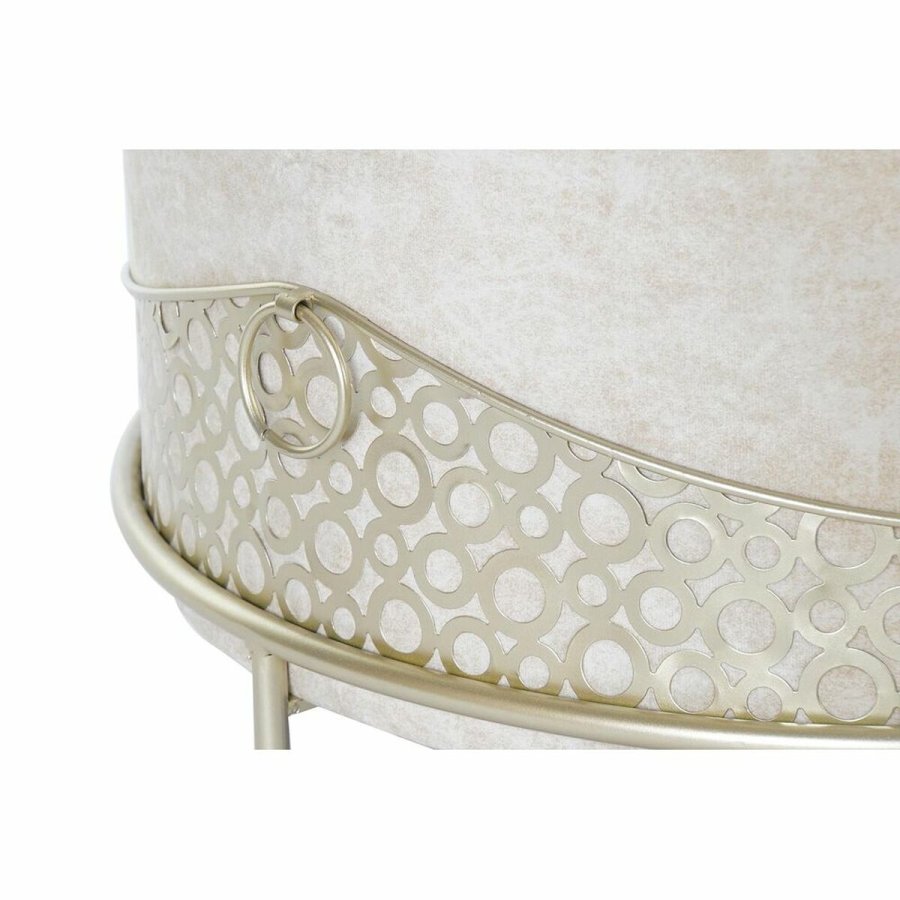Fodsttte DKD Home Decor Beige Gylden Metal Polyester (63 x 63 x 42 cm) #2