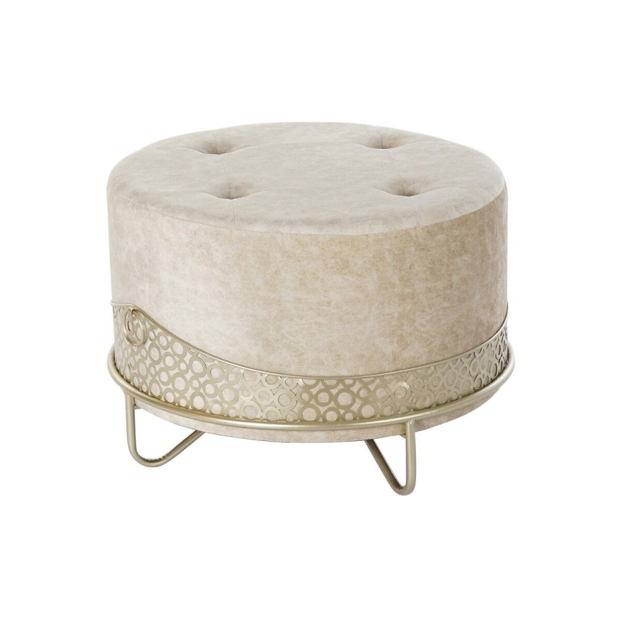 Fodsttte DKD Home Decor Beige Gylden Metal Polyester (63 x 63 x 42 cm) #1